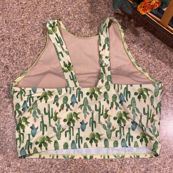 MOTT50 UPF 50+ 2 Piece Swim Suite Bikini Cactus Green Yellow L Removable Pads - Picture 4 of 16